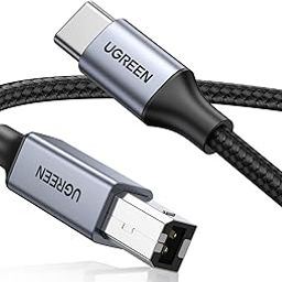 UGREEN Printer Cable USB C to B 2.0 Scanner Cord Nylon Braided Wire Compatible with Epson HP Brother Lexmark Printers Yamaha Digital Piano Midi Keyboard DAC 1M (Grey)-14