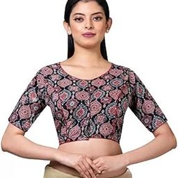Women's Half Sleeve Cotton Printed Readymade Saree Blouse-image-96