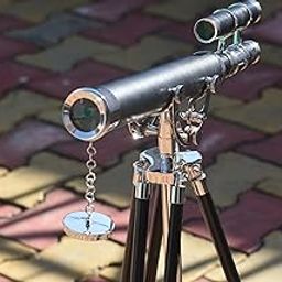 MARY NAUTICAL Vintage Brass Telescope with Adjustable Wooden Tripod | Nautical Decor, 30x Magnification, Antique Inspired Maritime Telescope for Home and Office-image-57