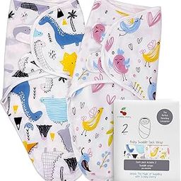 Baby Swaddle Wrap || Adjustable for Newborn || 100% Cotton Soft || Baby Blanket for 0-6 Months - Pack of 2 (Multi-Color, 200 GSM)-3