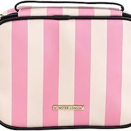 Hamster London Blush Collection Striped Front Open Cosmetic Pouch - Multifunctional Travel Organiser Portable Pouch for Women (Pink)-image-3