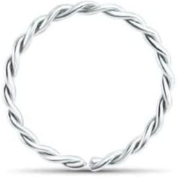 925 Sterling Silver Seamless Continuous Nose Ring Twisted Wire Hoop-image-55
