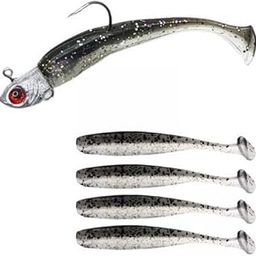 UJEAVETTE 5xFishing Baits Silicone Trolling Baits Artificial Baits for Carp Salmon Perch Black-image-25