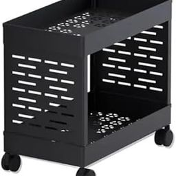 MASHUR FAB Slim 2-Tier Plastic Kitchen Rack on Wheels | Space-Saving Rolling Shelf Organizer for Fruits, Groceries & Essentials | Mobile Storage Trolley for Home, Bathroom & Pantry (Black)-8