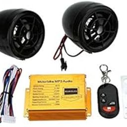 Motorcycle Led Audio Radio Bike Sound System Sd USB Mp3 12V Anti-Theft Alarm System Fm Handlebar Stereo Speaker Multi-Function (Black) for Bajaj Pulsar 200 NS DTS-i-18
