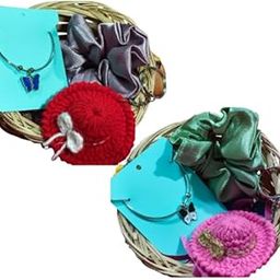 Rakhi Gift Hamper for Sister – Combo of 3 Cute Gifts | Handmade Crochet Heart Keychain, Scrunchie Hair Band & Stylish Butterfly Bracelet | Raksha Bandhan Gift Box for Girls & Women-image-95