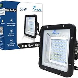 Forus 50W LED Flood Light 5 Years Warranty, IP67 Waterproof Outdoor LED Flood Lights, High Mast Focus Light, Halogen Flood Light for Factory, Garage, Parking,Garden,Shop,Warehouse,Tent, Cool White 1PC-32