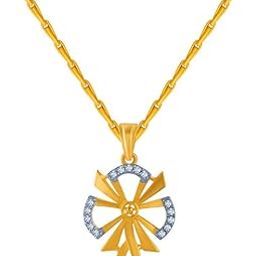 p.c. chandra jewellers 14k (585) Yellow Gold and American Diamond Pendant for Women-picture-13