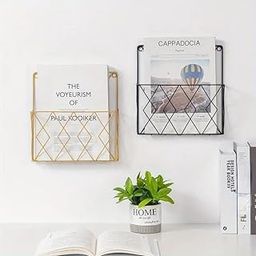 Wall Decor Hanging File Magazine Holder - Magazine Newspaper Rack Black Gold Combo of 2 Pieces File Storagr Rack for Office - Home Decor Wall Art Display Rack for Organisation-image-39