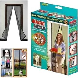 DailyNeed Mosquito Net for Door Fiberglass Magnetic Curtain Auto Closing Insect Screen for All Door Types with Self Adhesive Hook Tape (200X100cms, Black)-image-10