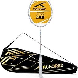 Hundred X- Warrior Strung Badminton Racket with Full Cover | 77 Grams | Maximum Tension ≤32 (White)-image-93