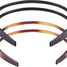 2 Pieces Plastic Headband Double Row Teeth Comb Hair Band Non-Slip Fashion Hair Hoop Simple and Chic Hair Accessory for Women Girls Daily Dating Decorations (Black, Brown)-picture-30