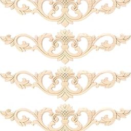 Wood Carved Applique Beautiful Carving Decal Garden Furniture Decor 30x8cm for Home Decoration-image-41