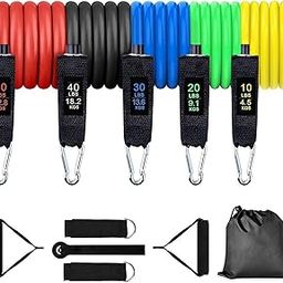 VDHJA Resistance Bands Set, Exercise Bands, Workout Bands for Men & Women, 5 Level Fitness Bands with 4 Resistance Loops Handles Door Anchor Ankle Straps and Carry Bag for Home Outdoor Workouts-picture-12