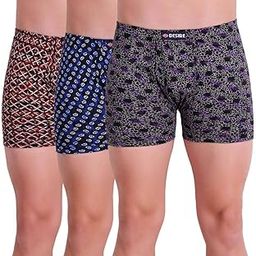 Pure Cotton Printed Trunks for Men | Regular Fit | Snug Fit | Long Trunks | Inner Elastic | Soft and Comfortable |Assorted Prints| Pack of 3-picture-3