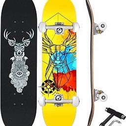 Jaspo Target Deer 31 x 8 Inches Canadian Maple 7-Layer Skateboard Complete Fully Assembled Kids/Boys/Girls/Youth/Adults – Made in India (Target Deer)-picture-12