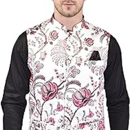 PRINT CULTR Men's Printed Cotton Sleeveless Nehru/Modi jacket/Sadri/Waistcoat/Bundi Jacket/Jacket - For Festive/Wedding/Party | (PCN28)-image-80