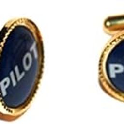 Pilot Blue Round Gold Plated Cufflinks for Aviation People-image-22