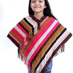 Kids Woolen V-Neck Strip Ponchu (Sc Plain Strip Kids_Free Size)-image-54