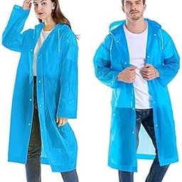 Unisex Reusable Waterproof Raincoat with Hood for Men & Women – Lightweight Long Rain Jacket for Travel, Bike, Camping, Hiking & Outdoor Use (Free Size, Blue)-15