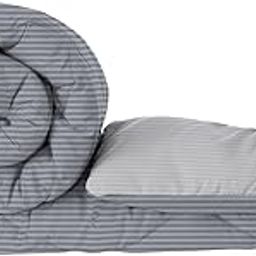 BSB HOME 220 GSM Microfiber Solid Satin Striped Comforter |Quit | Blanket Reversible Double Tone for Double Bed | Washable | Hypoallergenic Skin Friendly (90 x 100 Inch, Grey & Silver)-image-48