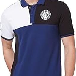Men's Colourblocked Polo Collar Pure Cotton Short Sleeves Slim Fit T-Shirt-image-2