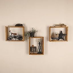 Symplify Arthur III Rectangular Shaped Unique Set of 3 Wooden Wall Shelves | Unique Wooden Wall Shelves 3 Set Decorative Wall Mounted for Living Room and Home Wall Decor Items Set of 3-image-12