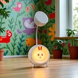 UDropMore LED Cute Bunny Desk Lamp – Flexible Neck, USB Rechargeable Table Lamp with Soft Night Light, Multiple Charging Options – Ideal for Kids' Study, Bedroom, Nursery or Gifts Parent (White)-4