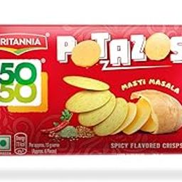 Britannia 5050 Potazos Masti Masala Spicy Flavoured Crisps | 71.5 gm | Potato and Biscuit ka tasty combination-image-31