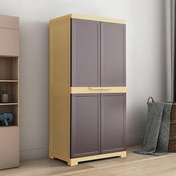 Nilkamal Freedom Big FMM Plastic Cabinet | 3-Year Warranty | 4-Shelf Storage Cupboard with Doors | Multi Organizer | for Home and Kitchen | Clothes Wardrobe | Almirah | Weather Brown-30