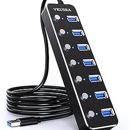 VKUSRA 7-Port USB 3.0 Hub with 4FT Long Cable, Individual ON/OFF Switches and LED Indicator, Compatible with Storage Devices and Other USB Peripherals-20