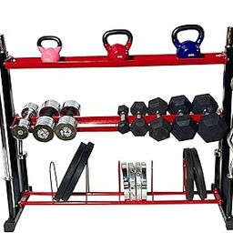 Protoner 5 in 1 dumbbells rack, plate rack, gym rod bar stand with kettle bell and accessory shelf (Large)-image-25