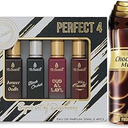Al-Nuaim Perfect 4 Eau De Parfume Gift Set (4 x 20ml) & Chocolate Musk Deodorant (200ml) | Unisex Combo | Luxury Scents with Long Lasting Fragrance-10