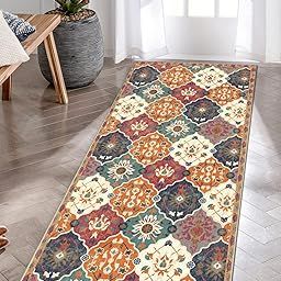 ishro home Premium Modern Runner Rug for Bedroom, Kitchen | Anti-Skid and Machine Washable | (45 x 120 Cm, Orange)-11