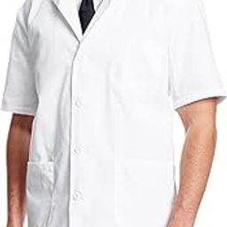 Mens Short Sleeve Lab Coat White-image-52