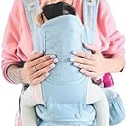 POLKA TOTS 6 in 1 Baby Carrier with Detachable Hip Seat,Convertible Cushioned Toddlers Carry Bag with Strong Back & Lumbar Support,Adjustable Soft Kangaroo Waistbelt for 3 to 36 Months (Shell Blue)-24