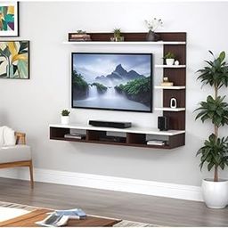 ClufRox 32 inch MDF C Shaped Wall Mounted TV Unit, Floating Cabinet for Wall for Living Room/Kid's Room/Bedroom Suitable for Upto 32 inches Smart tv (C Style Cabinet, Wenge White)-31