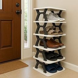 Shashwat Enterprise Plastic Space Organizer Multi-Purpose 6 Layer Folding Shoe Rack, Stackable Shelf, Space-Saving, Easy Assembly and Stable in Structure, Corner Storage Organizer for Home,-image-19