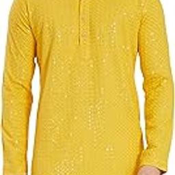 Men's Sequince Embroidered Cotton Blend Only Slim Fit Kurta-image-16