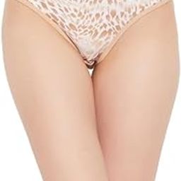 Women's Polyamide Low Waist Outer Elastic Bikini Panty - Beige-8