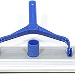 PETSON Pool Heavy Duty 17.5 inch Aluminum Weighted Swimming Pool Vacuum Head on Wheels with 18" Aluminium Cleaning Brush with EZ Clips (Blue and White)-11