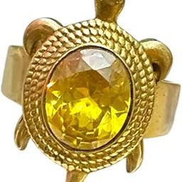 Kachua Pukhraj Adjustable Kachua Ring for Men and Women | Yellow Sapphire Gemstone Ring in Ashtdhatu | Adjustable-image-112