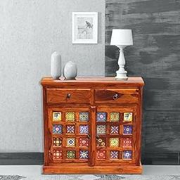 SHYAM ART & CRAFT Wooden Sideboard Cabinet for Living Room, Drawing Room, Office & Lounge | Material: Sheesham Solid Wood, Cane | Storage Type: 2 Doors | Finish: Honey-image-51