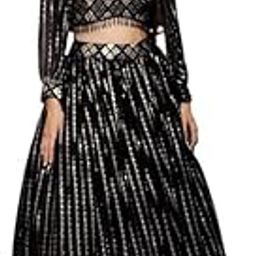 Designer Black Georgette Sequins Work Semi-Stitched Lehenga Choli With Fancy Blouse For Women-25