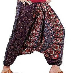 Man & Woman Cotton Harem Pant Alibaba Baggy Bohemian Yoga Harem Pants in Coffe Colour Black-White-picture-55
