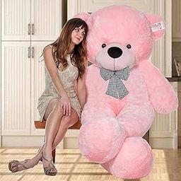 OSJS Toys 4 Feet Teddy Bear with Neck Bow Stuffed Spongy Cute Teddy Bear Pink_4 Feet (120 CM)-image-11