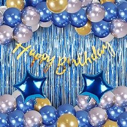 Party Propz Birthday Decoration Items - 41 Pcs Birthday Decorations Kit | Happy Birthday Decorations for Boys Husband | Blue Balloons for Birthday Decorations | Birthday Decorations Blue Golden Silver-27