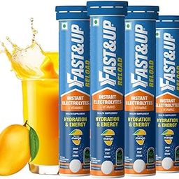 Fast&Up Reload (20 Litres) Low Sugar energy drink for Instant Hydration - 80 Effervescent Tablets with all 5 Essential Electrolytes + Added Vitamins - Certified Electrolytes Drink - Mango flavour-4