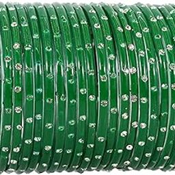 Glass with Diamond Bangles Set For Women & Girls | Stone Bangles Set | Kanch ki Chudi Set | Women's Bangles Bracelet | Bangles For Daily use, Wedding, Party- Set of 24-2