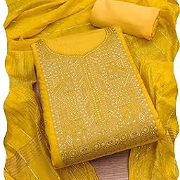 Pandadi Women's Dola Chanderi Silk Unstitched Dress Material-image-29